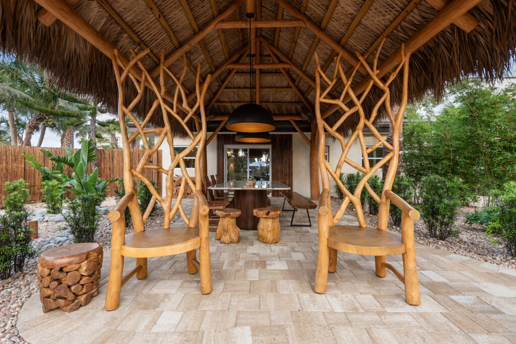 The backyard of the Maldivian property by Footprint by Lalonde in Cocoa Beach, Florida.