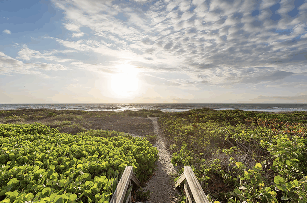 Walkway out to the back in Cocoa Beach Florida. 